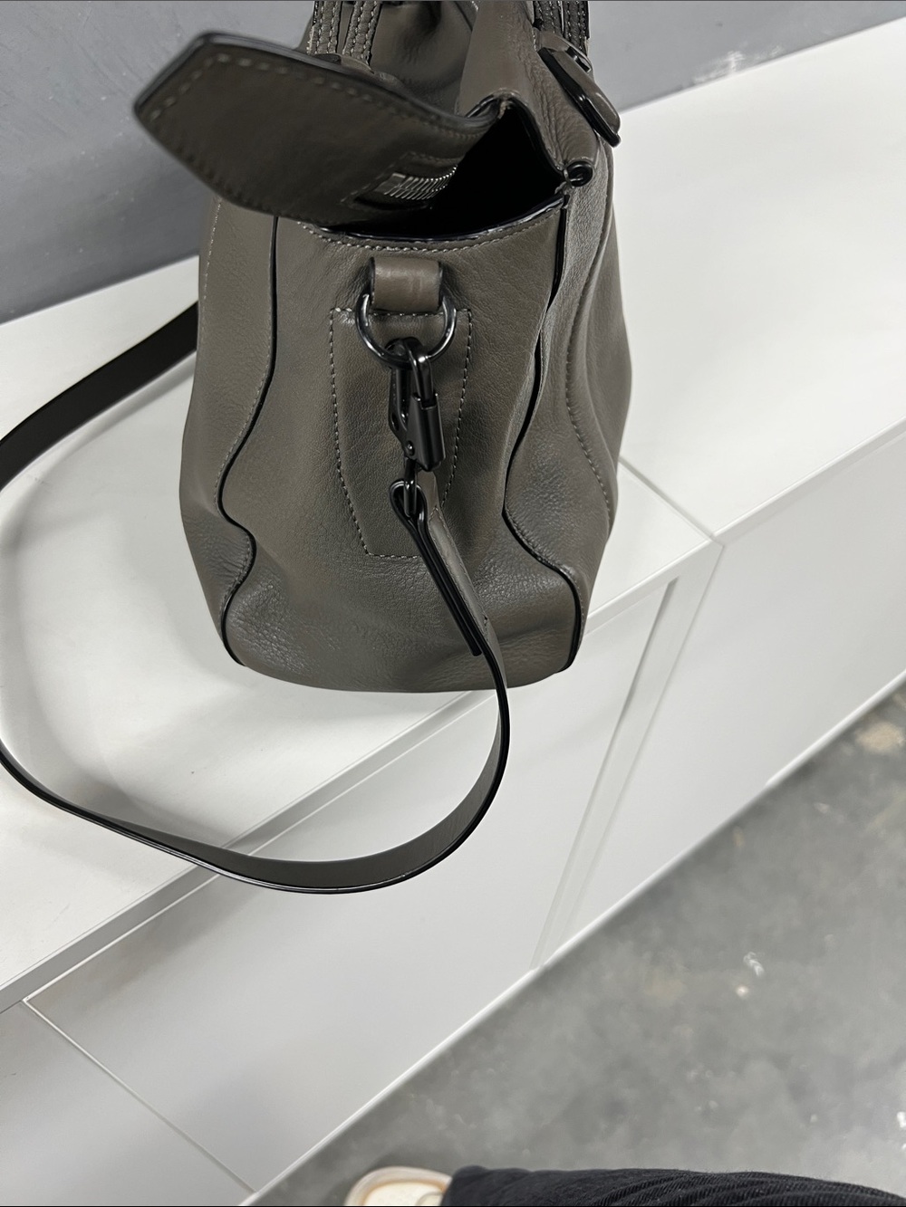 Rag & Bone Leather Crossbody Satchel in Olive Gray - Picture 6 of 16
